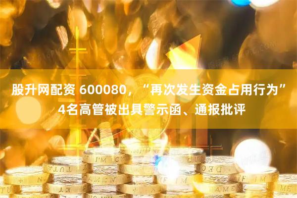 股升网配资 600080，“再次发生资金占用行为”  4名高管被出具警示函、通报批评